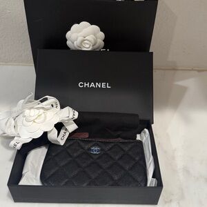 CHANEL Black Quilted O  Case